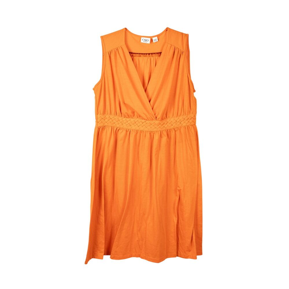 Cato Size 14-16W Sun Dress Sleeveless Elastic Waist Orange